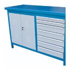 Bancada Fechada Com 7 Gavetas Tampo Em Aço Azul 1271 157af Fe