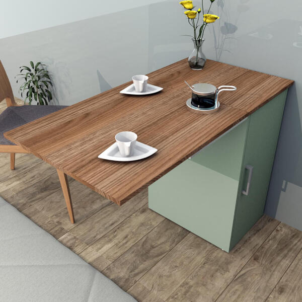 Bancada Gourmet Enjoy Com Tampo Retrátil - Castanho/verde Bel