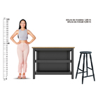 Bancada Gourmet Ilha Cozinha Ditália + Kit Luz + 2 Banquetas