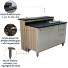 Bancada Ilha De Cozinha Com Balcão Ripada 3 Portas 2 Gavetas