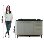 Bancada Ilha De Cozinha Com Balcão Ripada 3 Portas 2 Gavetas