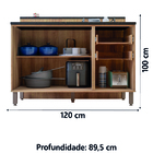 Bancada Ilha De Cozinha Com Balcão Ripada 3 Portas 2 Gavetas