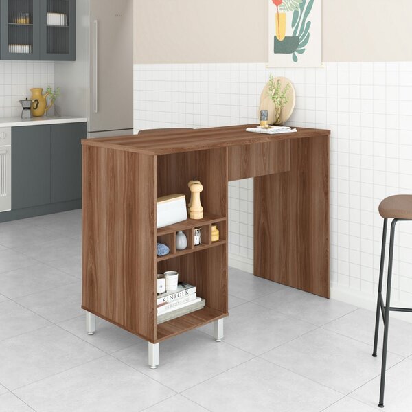 Bancada Mesa Para Cozinha 2 Nichos Brv Móveis Castanho