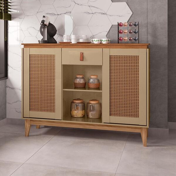 Bancada Nub Vintage Champagne Cedro 2 Portas Emolduradas