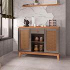 Bancada Nub Vintage Cinza Pérola/noce 2 Portas Emolduradas