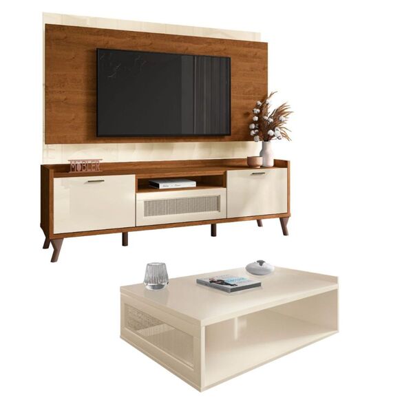 Bancada Painel Para Tv Dubai 1.8 E Mesa De Centro Nature