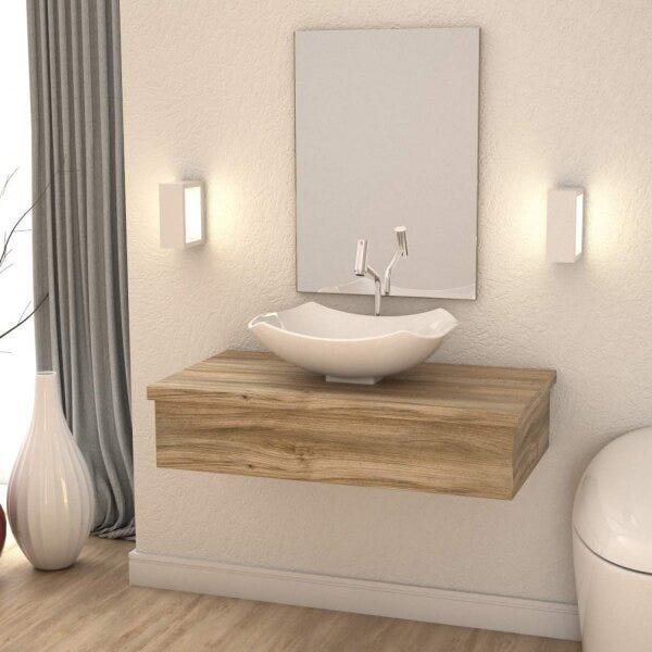 Bancada Para Banheiro 80cm Com Cuba Abaulada L42 800w Metrópo