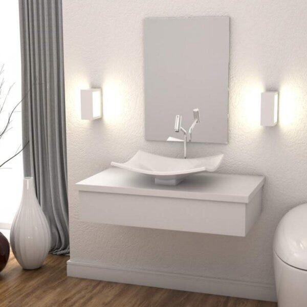 Bancada Para Banheiro 80cm Com Cuba Folha F44 800w Metrópole