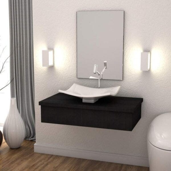 Bancada Para Banheiro 80cm Com Cuba Folha F44 800w Metrópole