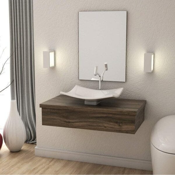 Bancada Para Banheiro 80cm Com Cuba Folha F44 800w Metrópole