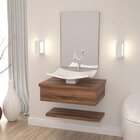 Bancada Para Banheiro Com Cuba Folha F44 Prateleira E Espelhe