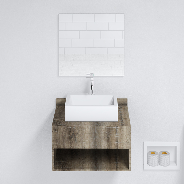 Bancada Para Banheiro Com Nicho Estilo Madeira 60 Cm - Sanit