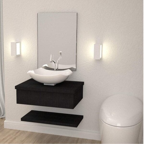 Bancada Para Banheiro Cuba Abaulada L42 Com Prateleira 605w M