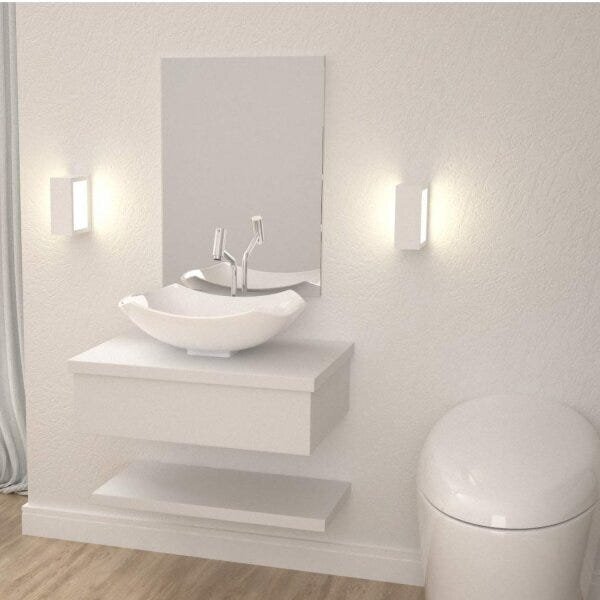 Bancada Para Banheiro Cuba Abaulada L42 Com Prateleira 605w M