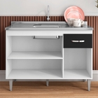 Bancada Para Cozinha Gustavo 1,2 Branco Preto Sem Tampo