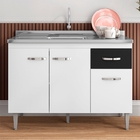 Bancada Para Cozinha Gustavo 1,2 Branco Preto Sem Tampo