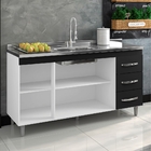 Bancada Para Cozinha Matheus 1,5 Branco Preto Sem Tampo