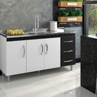 Bancada Para Cozinha Matheus 1,5 Branco Preto Sem Tampo