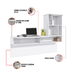 Bancada Para Estudo Suspensa 04 Nichos Lilac Branco Fosco - D