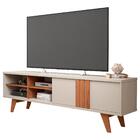 Bancada Para Tv Com Nichos 100% Mdf Paraty Permobili Off Whit
