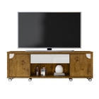 Bancada Para Tv Raffa Com Rodízios Canela Off White