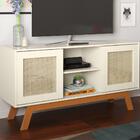 Bancada Para Tv Viena Portas Em Palha Sintética Off White