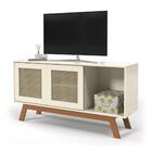 Bancada Para Tv Viena Portas Em Palha Sintética Off White