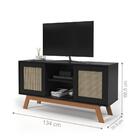 Bancada Para Tv Viena Portas Em Palha Sintética Preto