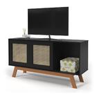 Bancada Para Tv Viena Portas Em Palha Sintética Preto
