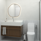 Bancada de Banheiro Pedra com Cuba de Embutir Atlanta 47x100cm Branca e Freijó Bongut