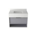 Bancada de Banheiro Pedra com Cuba de Embutir Atlanta 47x80cm Branca e Cinza Bongut