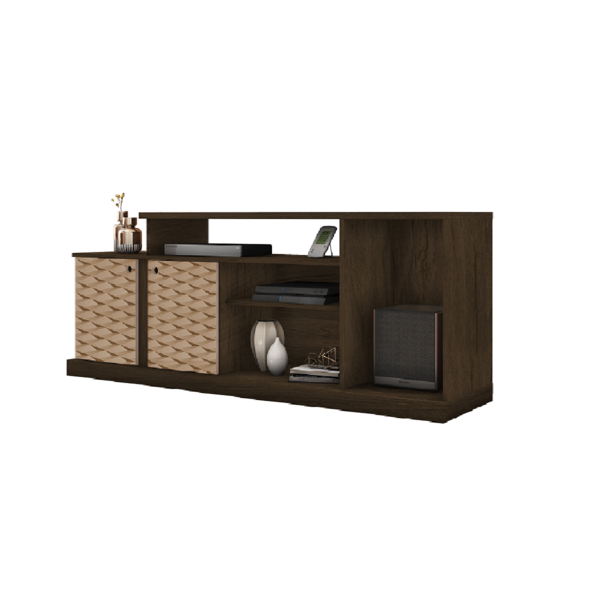 Bancada Rack Alabama Cacau/caramelo 3d Para Tv De Até 55 Pole