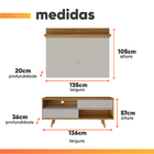 Bancada Retrô Com Painel Para Tv De Até 50 Polegadas Notável