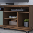 Bancada Tv De 65'' 2 Portas Ewa E Rodízio 150cm Amêndoa/verde