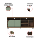 Bancada Tv De 65'' 2 Portas Ewa E Rodízio 150cm Amêndoa/verde