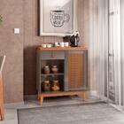 Bancada Vintage Francis Cinza Pérola/noce Porta Emoldurada Em