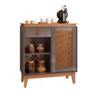 Bancada Vintage Francis Cinza Pérola/noce Porta Emoldurada Em