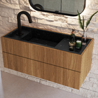 Bancanda em Pedra Gabriela com Cuba Esculpida 100x45cm Média Preta Agardi