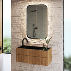 Bancanda em Pedra Gabriela com Cuba Esculpida 80x45cm Média Preta Agardi