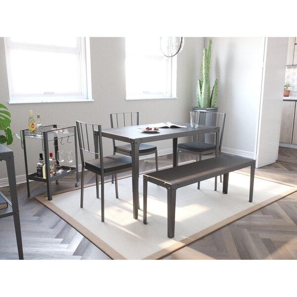 Banco 3 Lugares Em Aço 120cmx45cmx35cm Rio Preto Fosco