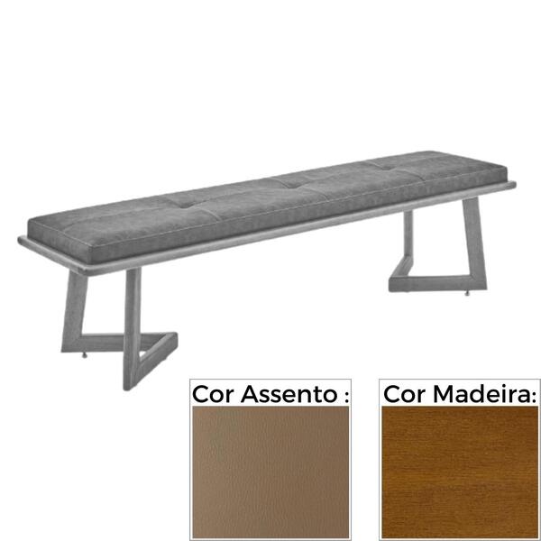 Banco  Mh-5347 Herval 155 Cm Madeira Amêndoa Assento Estofado