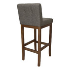 Banco Alto Bistrô De Madeira Com Encosto Estofado Avelã Lívia