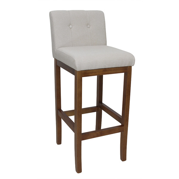 Banco Alto Bistrô De Madeira Com Encosto Estofado Off White L