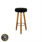 Banco Alto Camila Estofada Para Bancada E Bar Preto