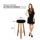 Banco Alto Camila Estofada Para Bar Cozinha Tecido Preto