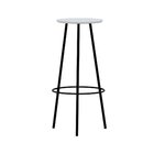 Banco Alto Tripé Metal Assento Madeira Preto/branco