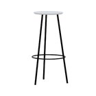 Banco Alto Tripé Metal Assento Madeira Preto/branco
