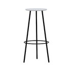 Banco Alto Tripé Metal Assento Madeira Preto/branco