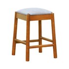 Banco Baixo Amber Madeira Maciça Assento Estofado Linho Imper