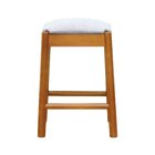 Banco Baixo Amber Madeira Maciça Assento Estofado Linho Imper